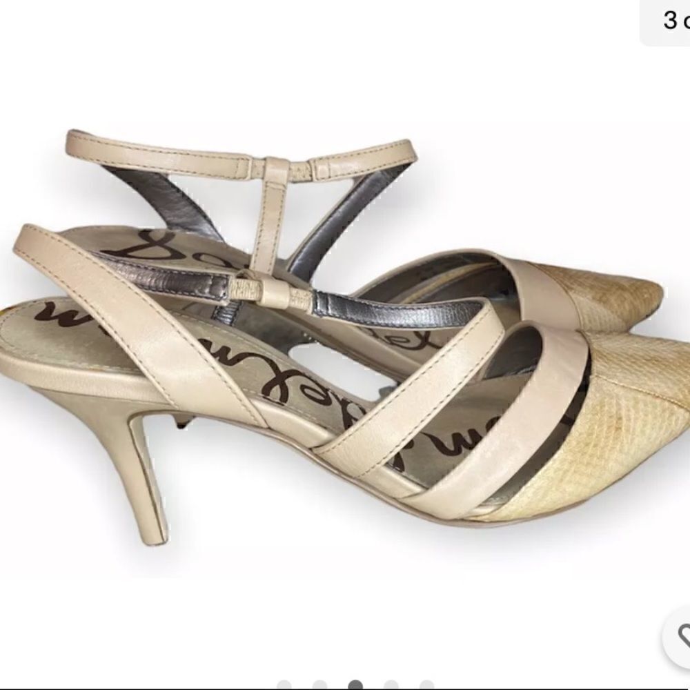 SAM EDELMAN OTHELLO NEUTRAL PUMP HEEL SLING BACK WOMEN'S SIZE 5 - Picture 3 of 5